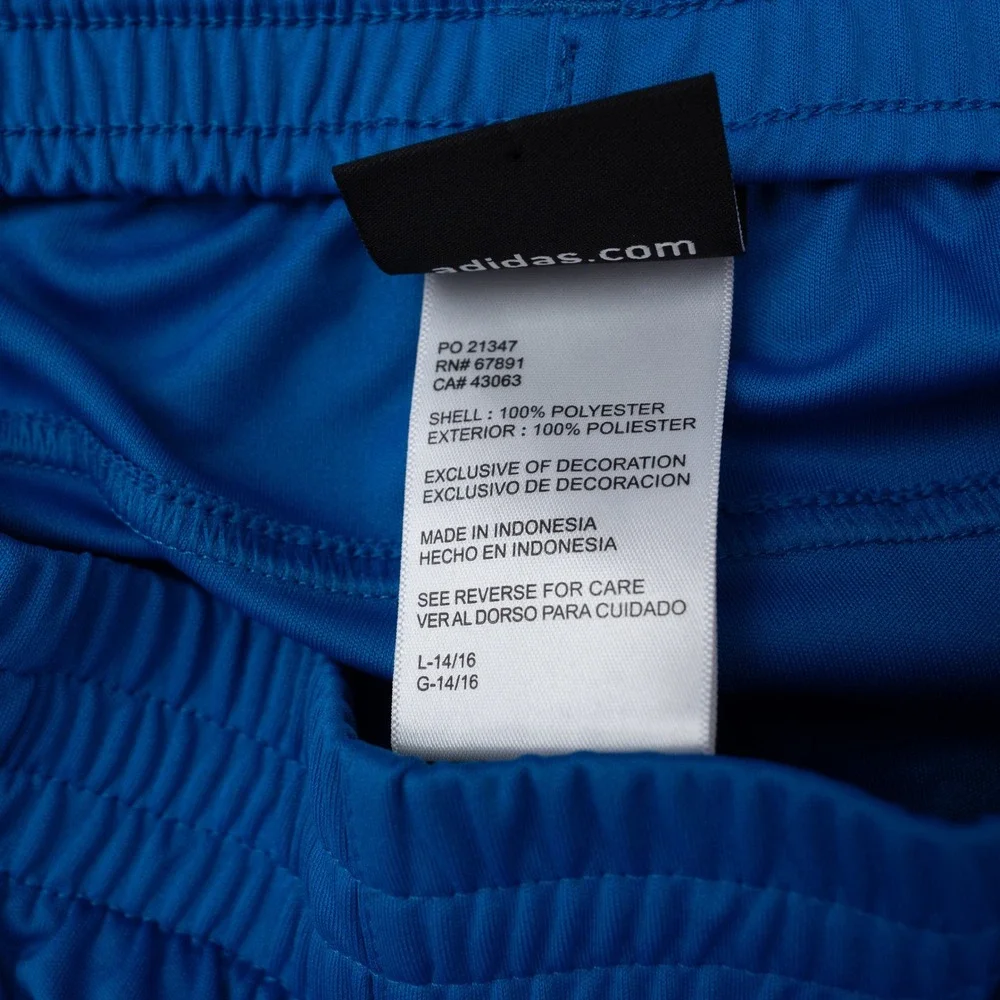Adidas Track Pants Youth Large Blue Excellent 3-Stripe Athletic Trousers C8675